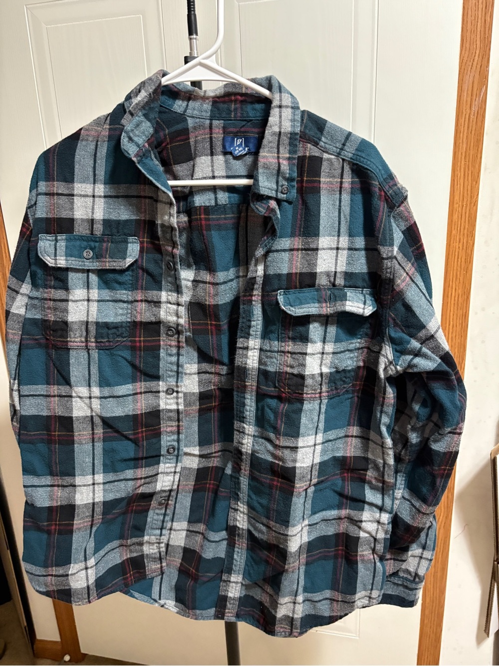 George Teal and Black Plaid Shirt Jacket